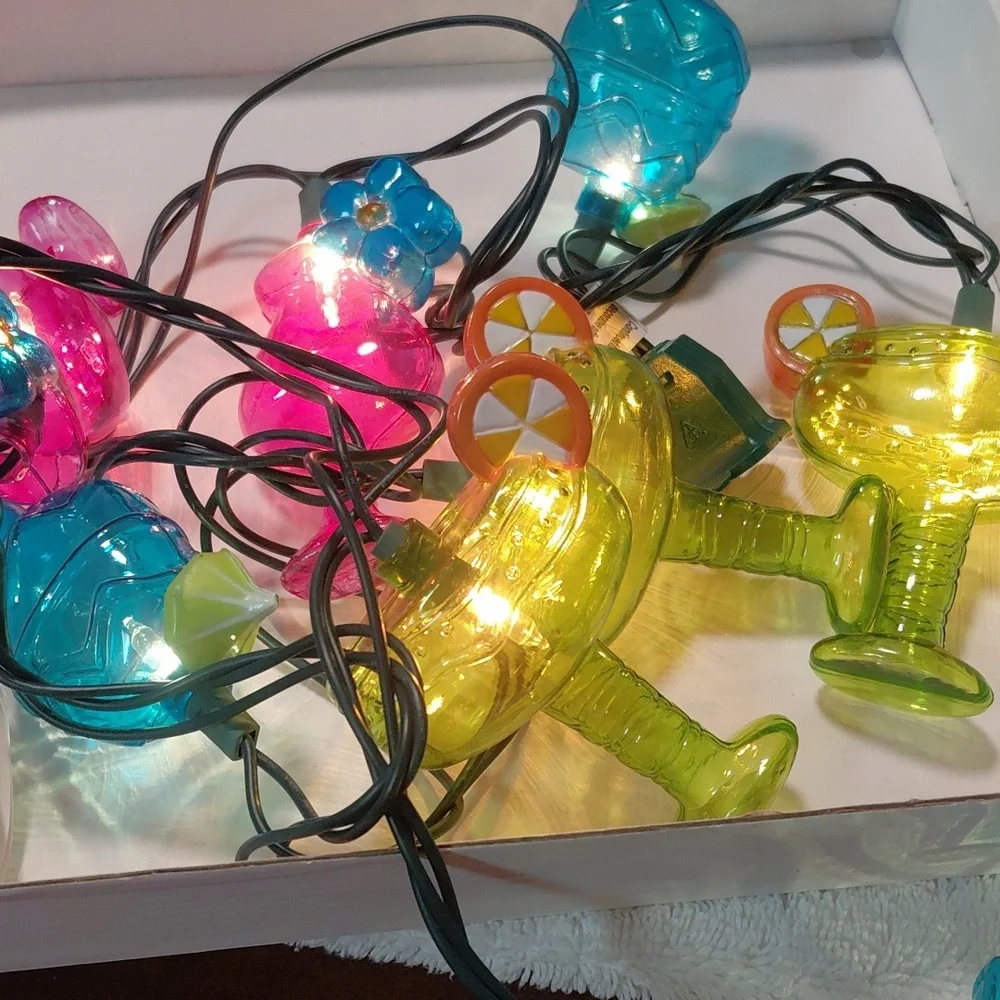 Tropical Drink String Lights - Multicolor Set Of 10 Lights 8.5 Ft